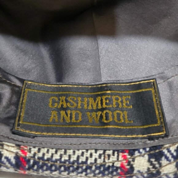CROMBIE Aberdeen Scotland Cashmere & Wool Fedora Black Gray White Red Plaid S/7 - Picture 7 of 7